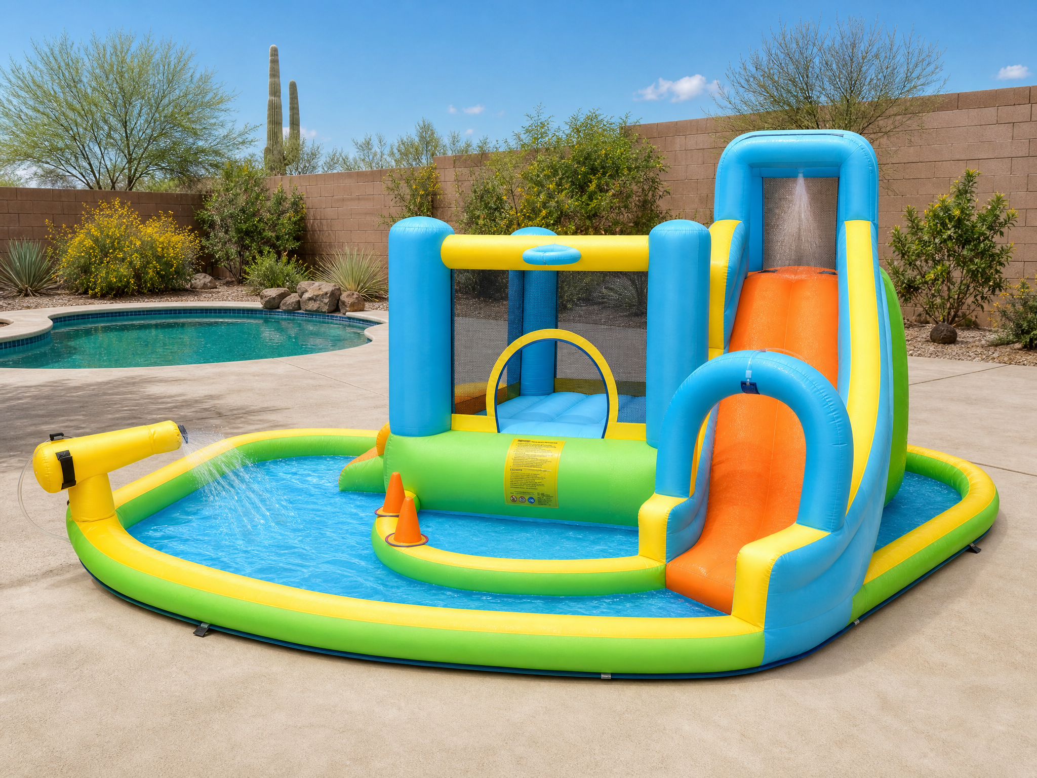 Kids Slide in Arizona backyard with pool