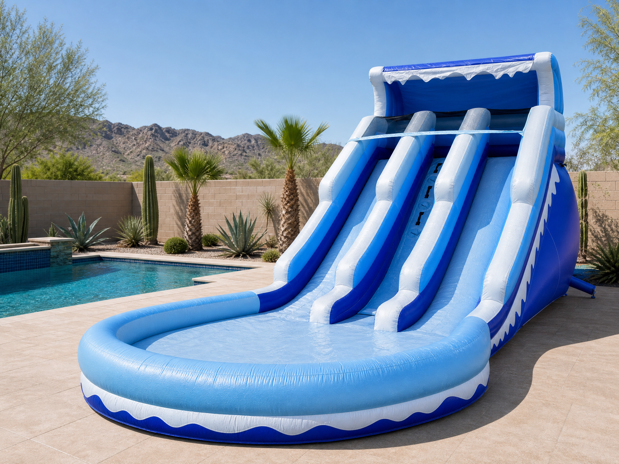 Large Slide in Arizona backyard with pool