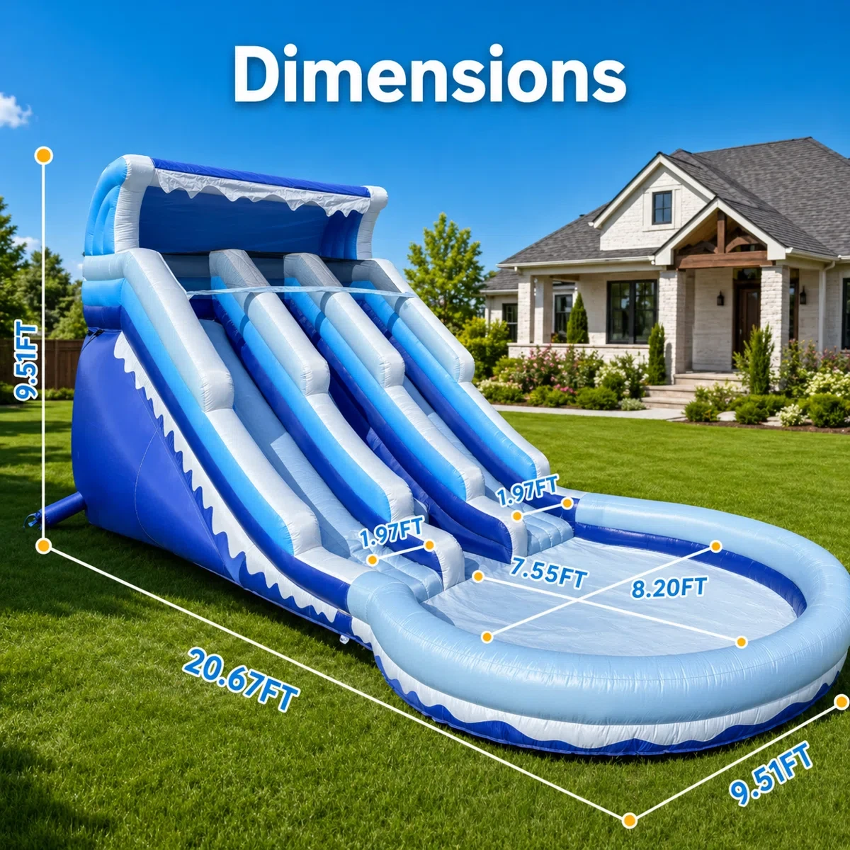 20ft dual water slide dimensions